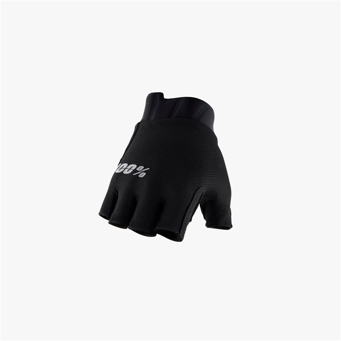 Велоперчатки 100% Exceeda Gel Short Finger Glove (Solid Black, M, 2021 (10021-100-11))